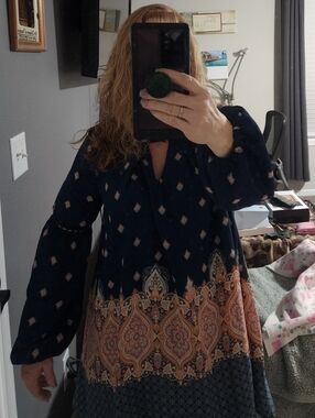 Hint of Mint XL Paisley Tunic Top Dress Boho Blue Beige Pink NWT New with Tags